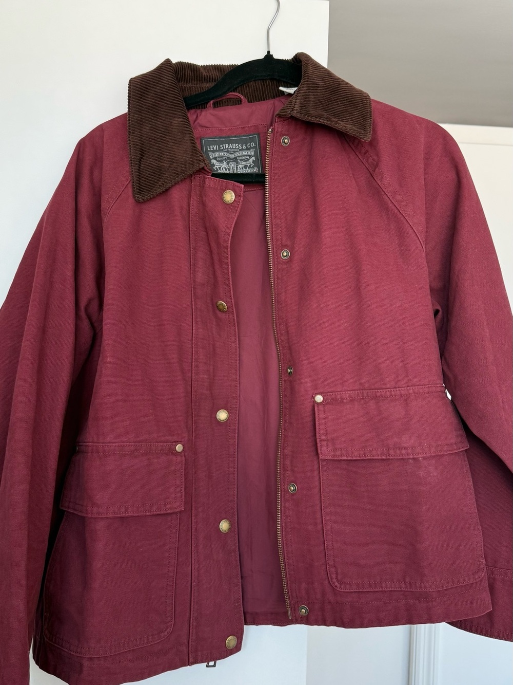 Levi's Women's Wine Utility Jacket with Brown Corduroy Collar